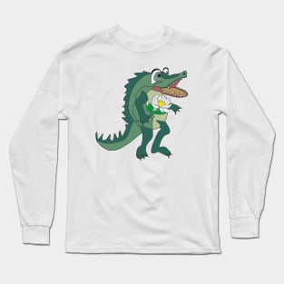 Crocodile with a flower Long Sleeve T-Shirt